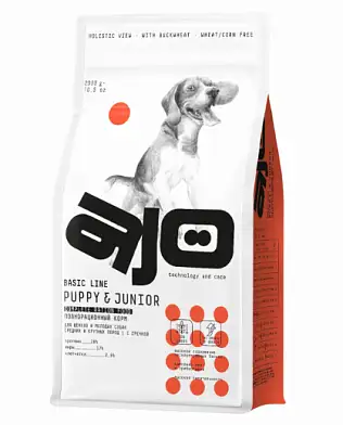 AJO Puppy & Junior сухой корм для щенков средних и крупных пород с индейкой и гречкой