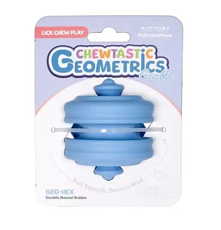 Купить petdreamhouse игрушка интерактивная для собак из натурального каучука chewtastic geometrics geo-hex голубая