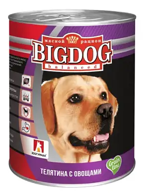 Зоогурман консервы для собак "big dog" телятина с овощами