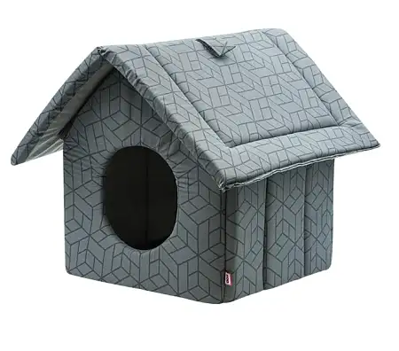 Купить zooexpress дом «Геометрия» изба на молнии для кошек и собак мебельная ткань, серый